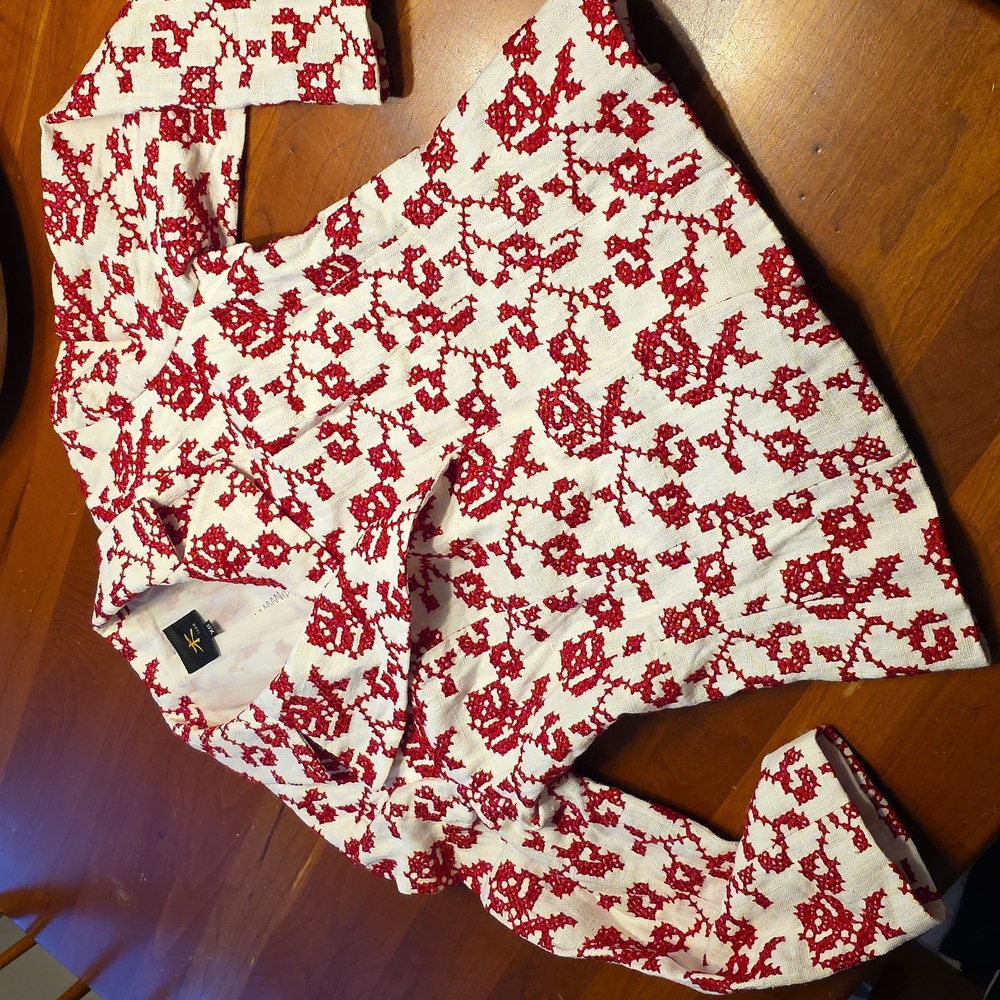 Tree Embroidered Fitted Linen Jacket - Picture 16 of 16
